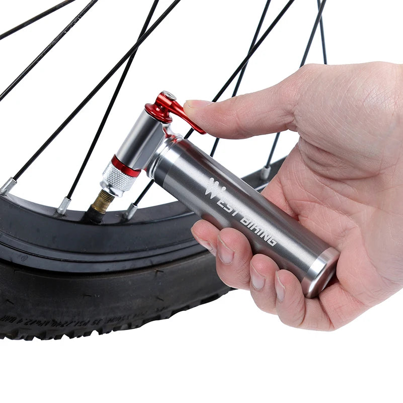 Portable Mini Bicycle Pump, Aluminum Alloy, Ultralight Air CO2 Inflator, Bike Ball Pump, Bicycle Accessories