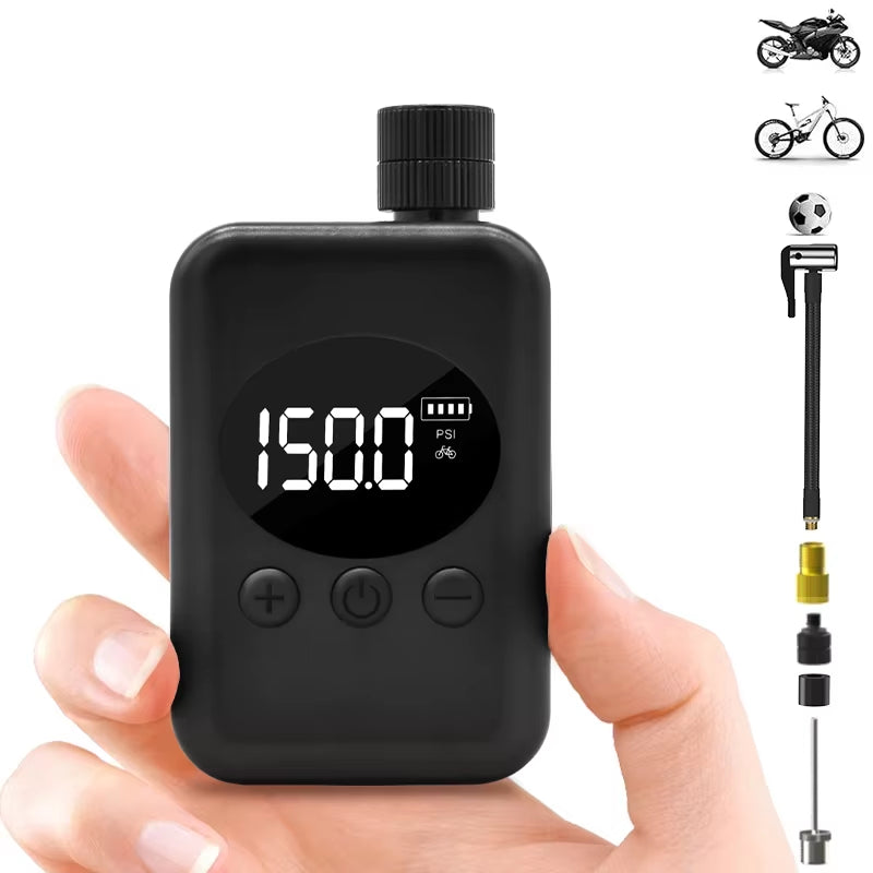 Bike Pump Electric Mini Portable Bicycle Pump with Digital PSI Pressure Gauge Motocycle MTB Road Bike Tire Inflator