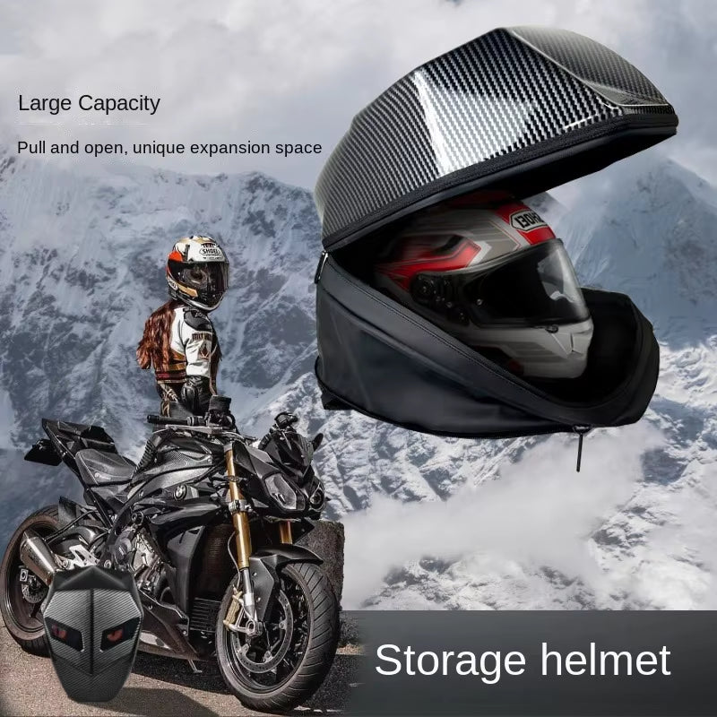 Rider Motorcycle LED Backpack Light Bluetooth Carbon Fiber School Bag Hardshell Motorcycle Riding Full Helmet Backpacks Rugzak